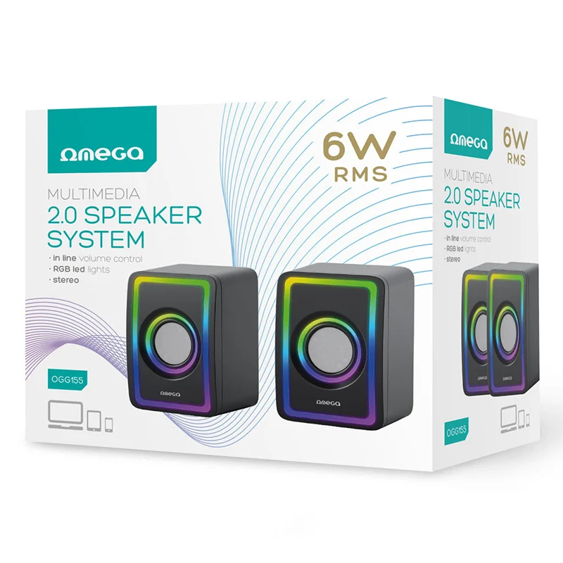 OGG155@3 DIFUZOARE STEREO 2.0 6W RMS RGB USB 3.5MM