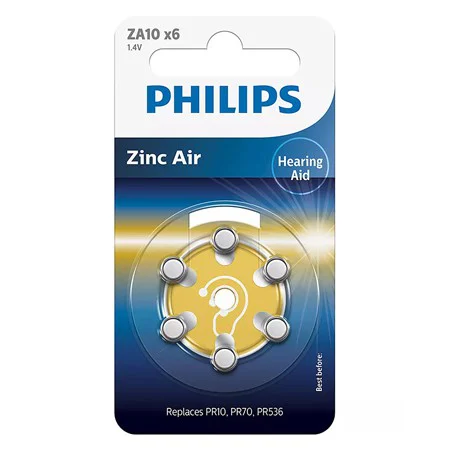 PH-ZA10B6A_00 BATERIE AUDITIVA ZINC AIR BLISTER 6 BUC PHILIPS