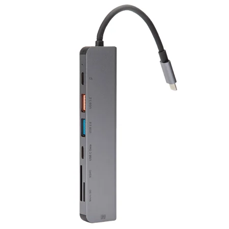 HUB 7 IN 1 USB-C PD 100W ALUMINIU PLATINET