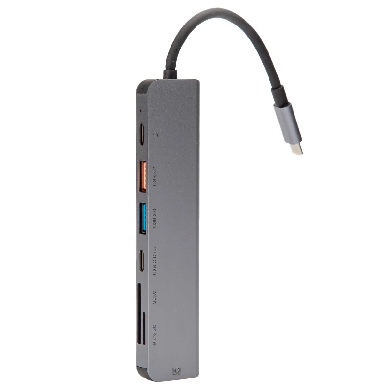 HUB 7 IN 1 USB-C PD 100W ALUMINIU PLATINET