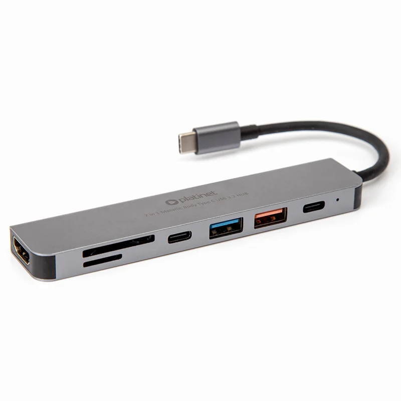 HUB 7 IN 1 USB-C PD 100W ALUMINIU PLATINET