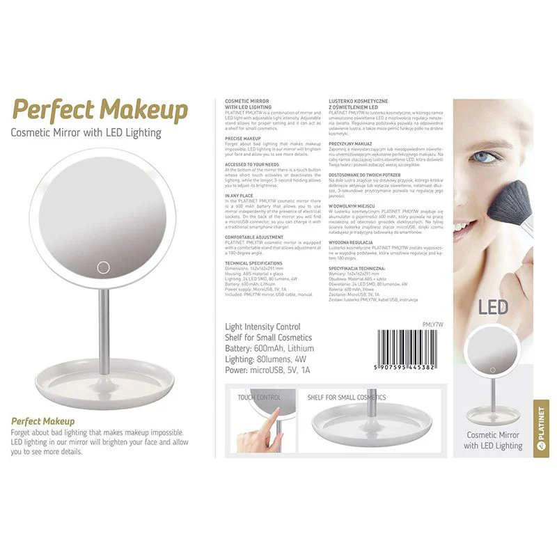 OGLINDA MAKE-UP CU LED 4W PLATINET