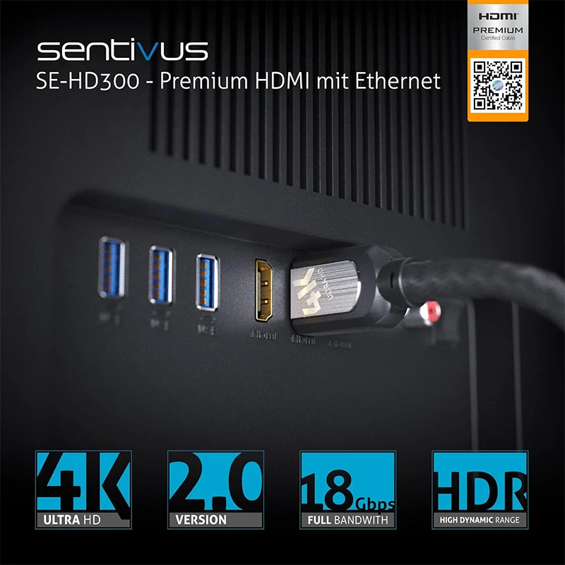 CABLU PREMIUM HDMI TATA - TATA 4K 2.0M SENTIVUS