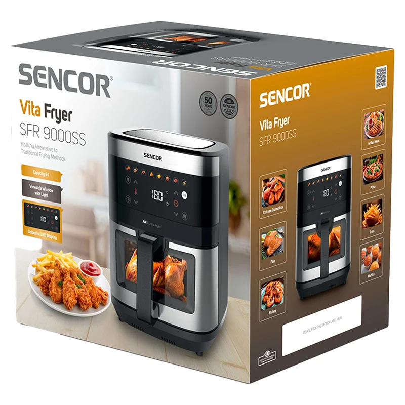S-SFR9000SS@8 FRITEUZA AER CALD AIRFRYER 9L 1700W SENCOR