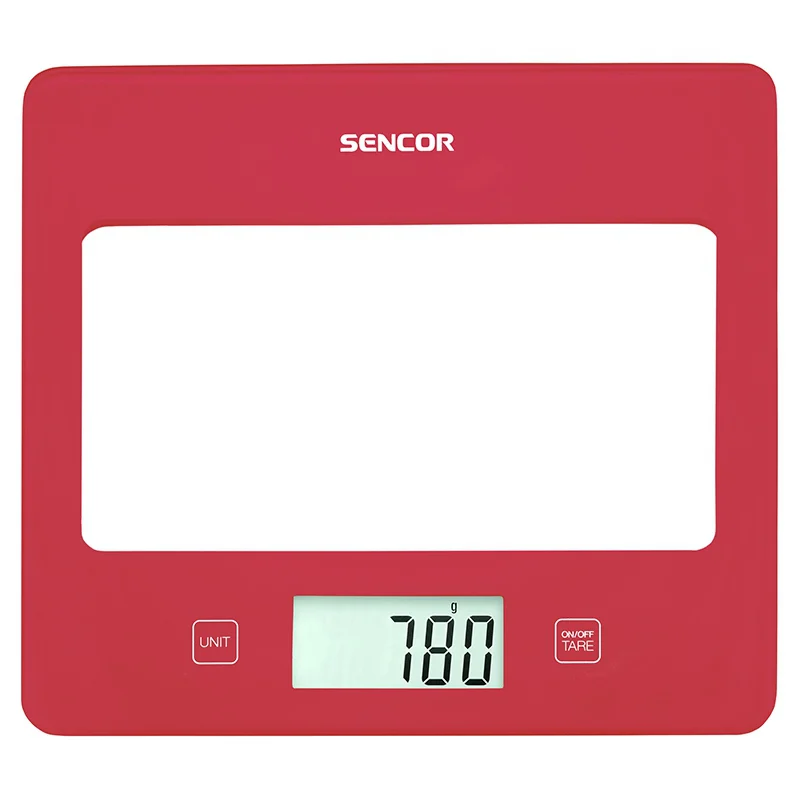 CANTAR BUCATARIE STICLA SECURIZATA ROSU SENCOR