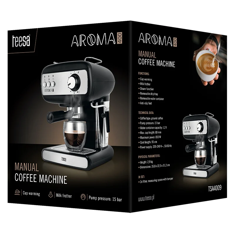 ESPRESSOR MANUAL 15 BAR 850W TEESA