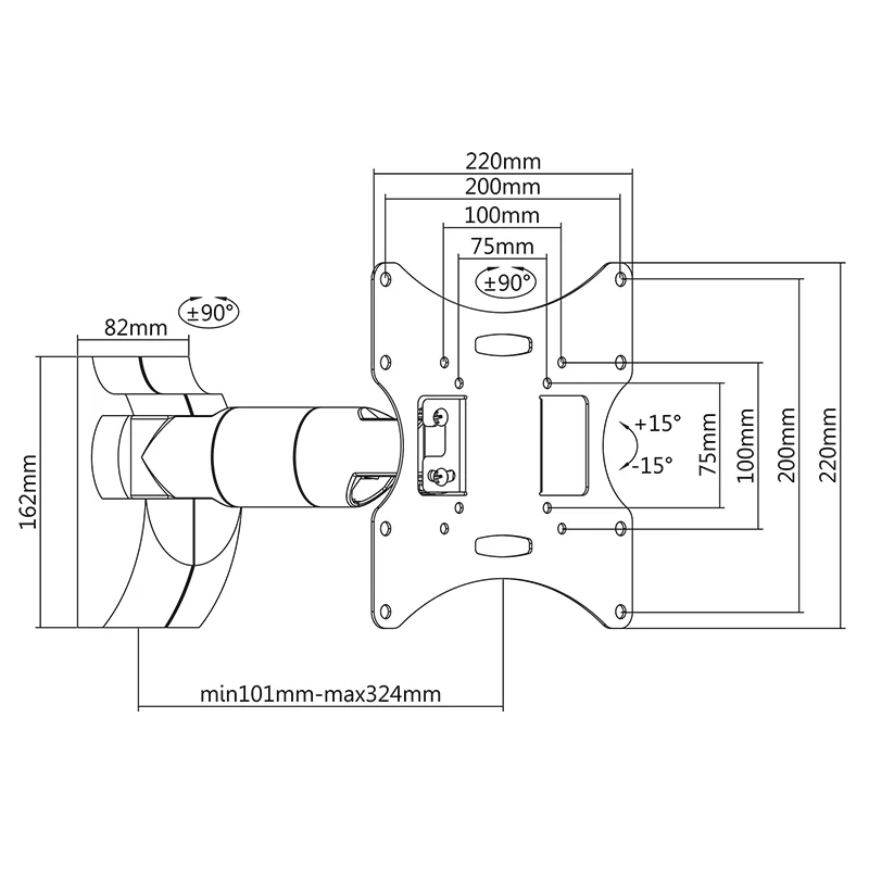 SUPORT TV 23-42 INCH 30 KG NEGRU