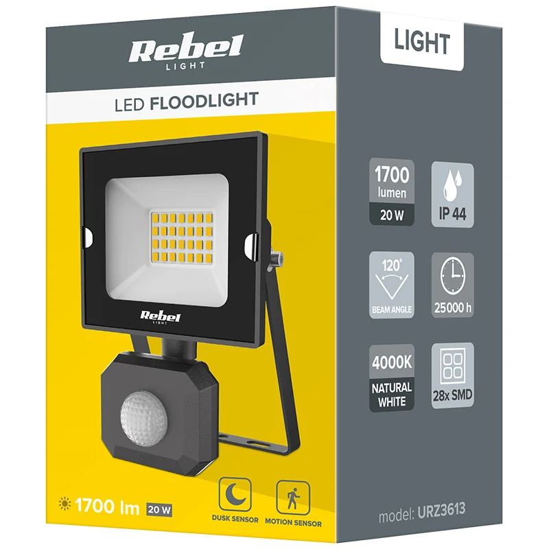 REFLECTOR 20W CU SENZOR DE MISCARE 4000K 230V REBEL