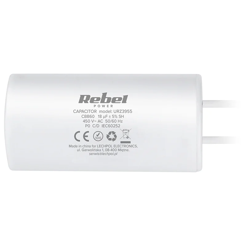 CONDENSATOR MOTOR 18UF 450V REBEL