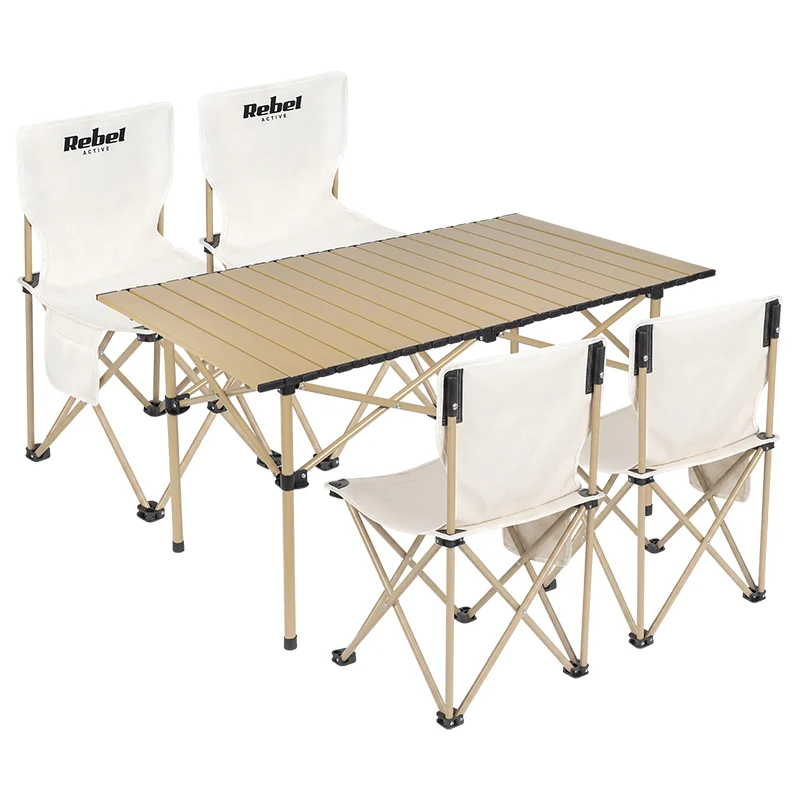 SET CAMPING MASA+4 SCAUNE METALICE PLIABIL REBEL ACTIVE