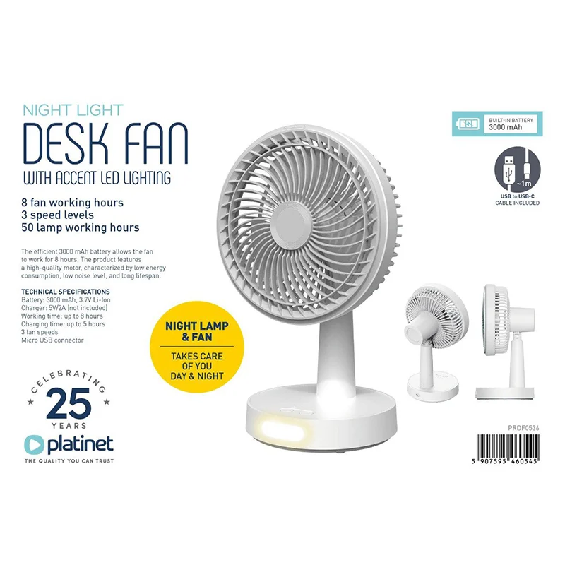 VENTILATOR BIROU REINCARCABIL 9W 2X1500 MAH